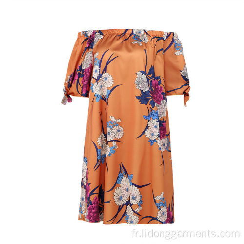 Print floral dames shortsleeve off épaule mousseline de mousseline